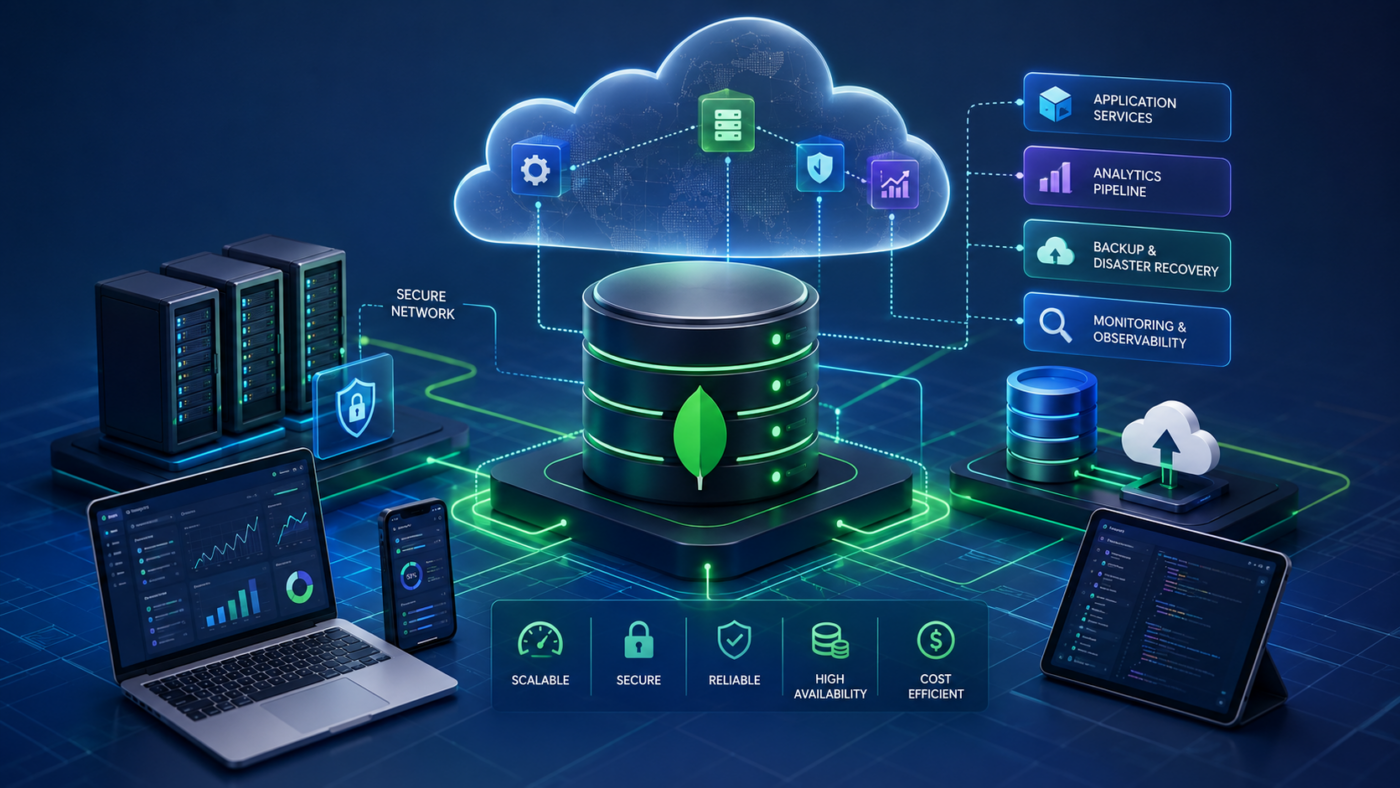 Cloud database architecture with AWS infrastructure and MongoDB for scalable applications